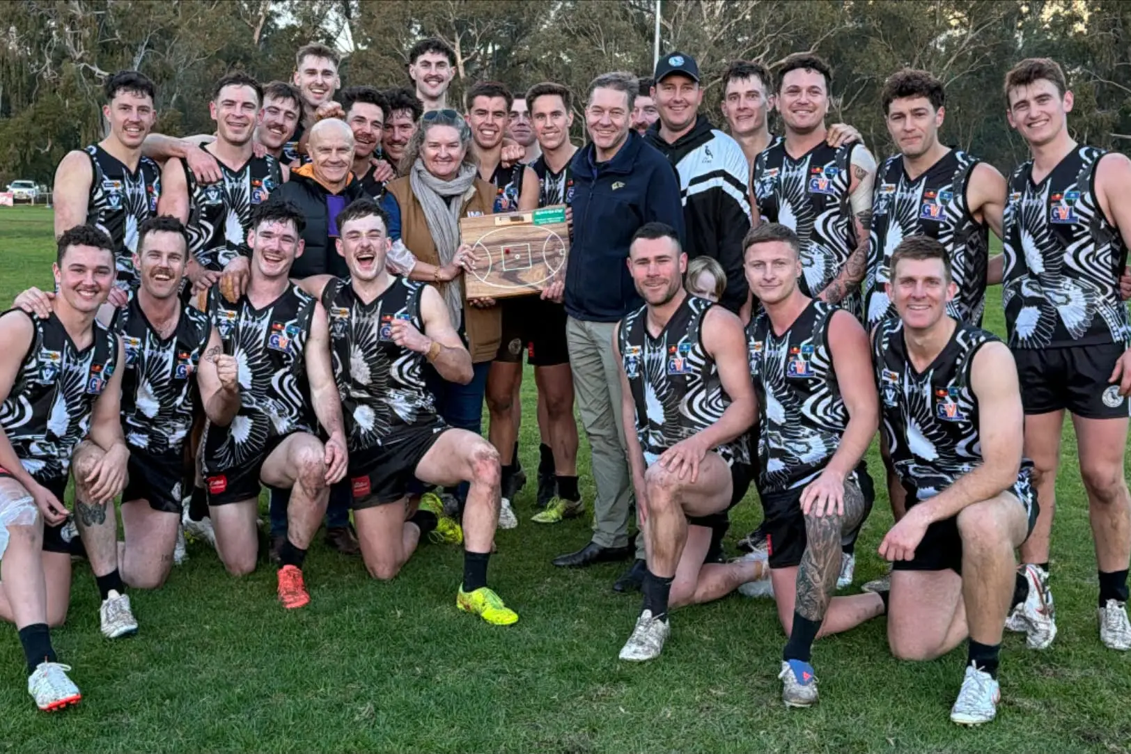 <p>STANDPIPE CUP WINNERS: Euroa\\u2019s senior team celebrates with Strathbogie Shire Deputy Mayor Claire Ewart-Kennedy, Goulburn Valley Water Urban Water Strategist Mark Mitchell and GVL Vice Chair Jason Sherlock.</p>\\n