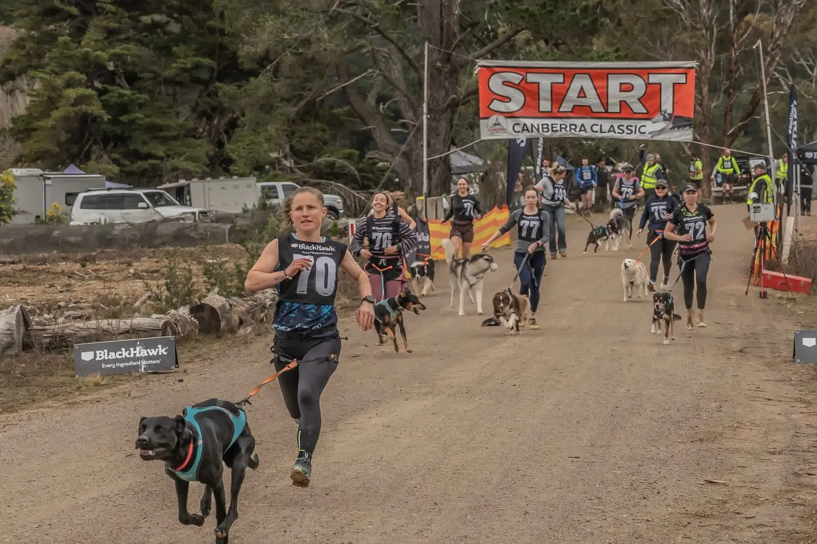 <p>ON TRACK: Canicross athlete Jess Hercott with her dog Zephyr in the canicross category race last year run by the Canberra Sled Dog Club.</p>\\n